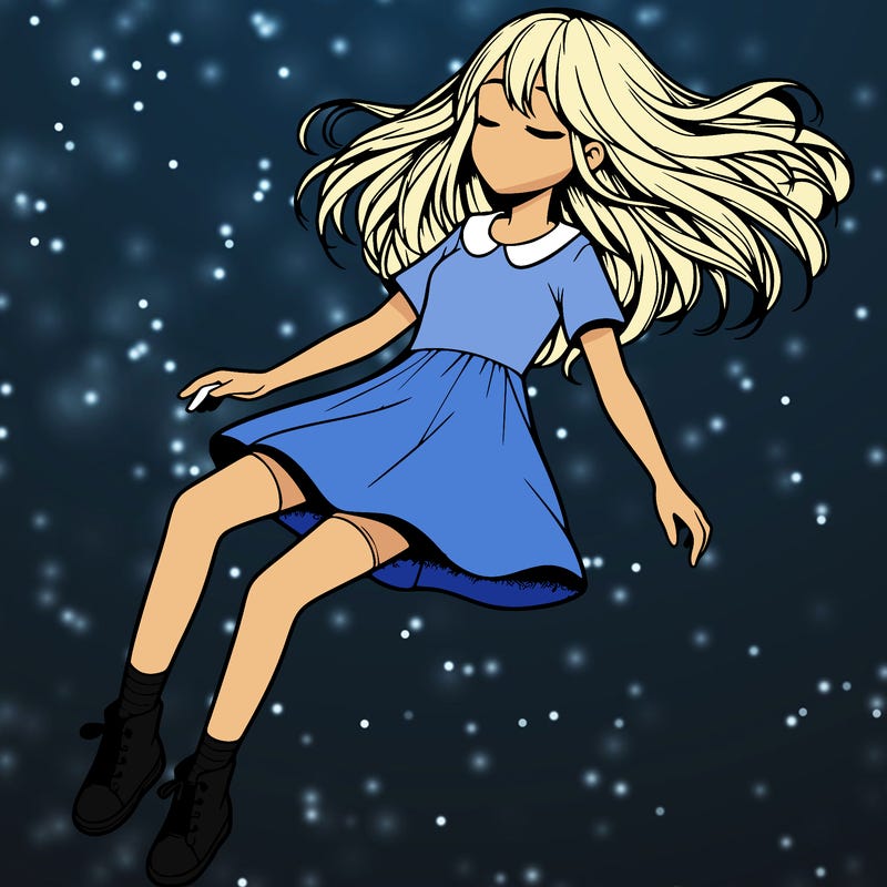 realistic girl floating