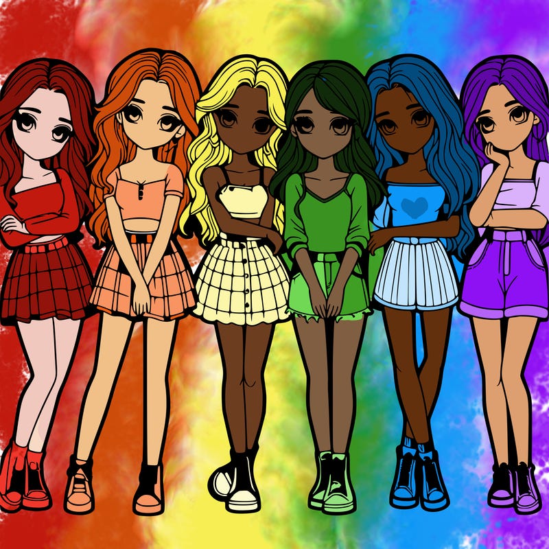 a group of girls realistic