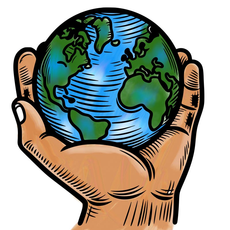 hand holding earth