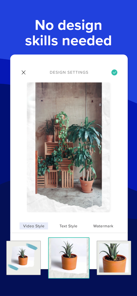 Interface de l'application Animoto montrant des paramètres de conception vidéo faciles et des modèles de style pour la création de contenu professionnel.