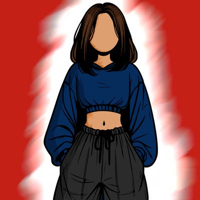realistic girl faceless with baggy pants and a crop top