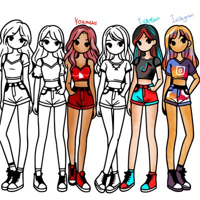 a group of girls wearing crop tops and shorts