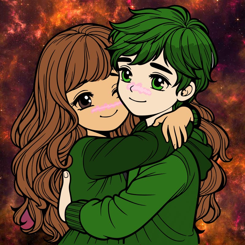 realistic girl and boy hugging