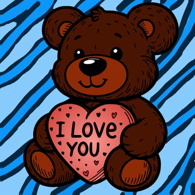 teddy bear holding an i love you heart