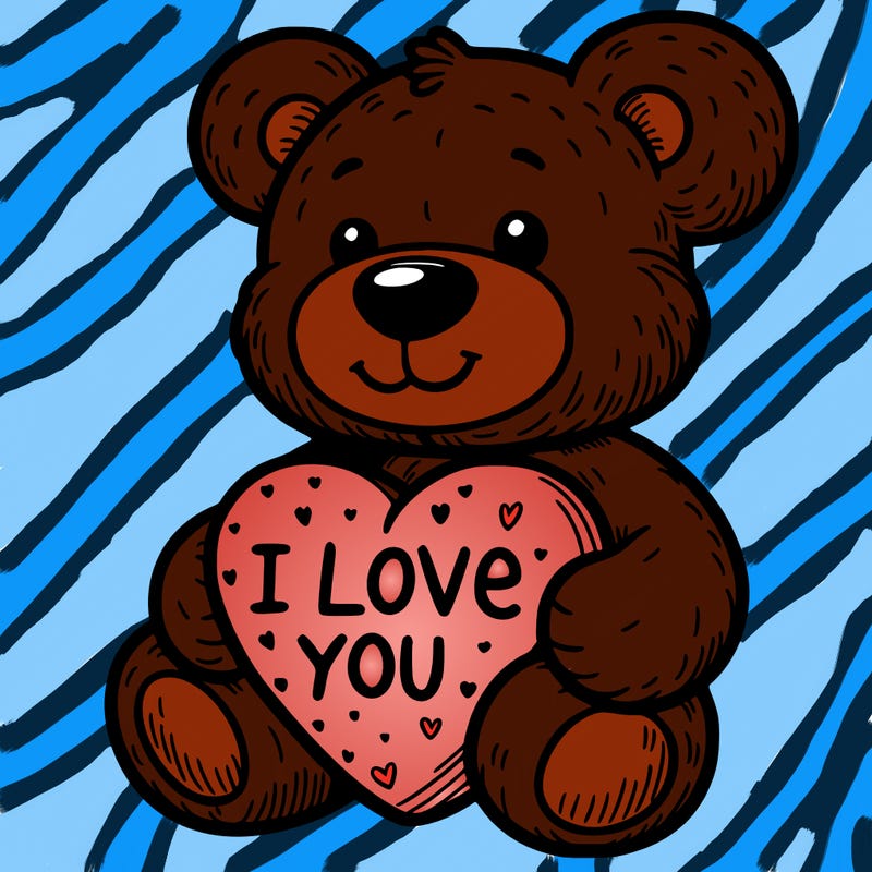 teddy bear holding an i love you heart