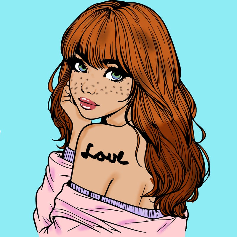 realistic girl with bangs looking over her shoulder