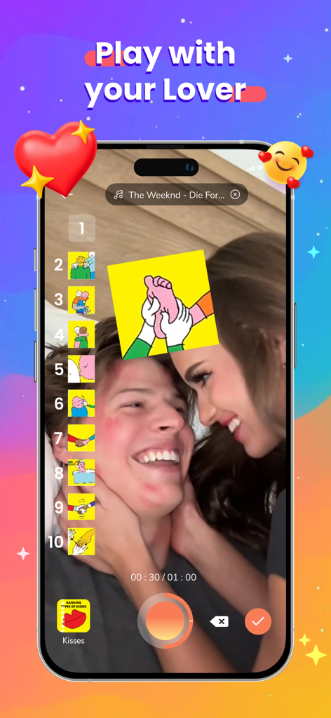 Ranking Filter Funny Challenge - A happy couple using the ranking filter app to play a challenge together