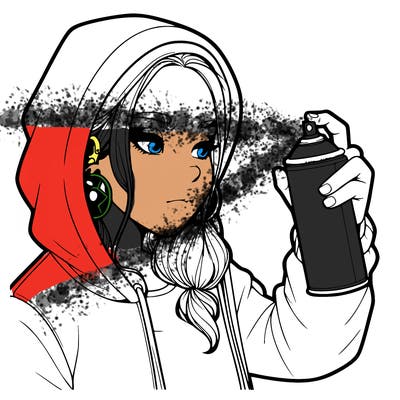 a realistic girl, spray painting