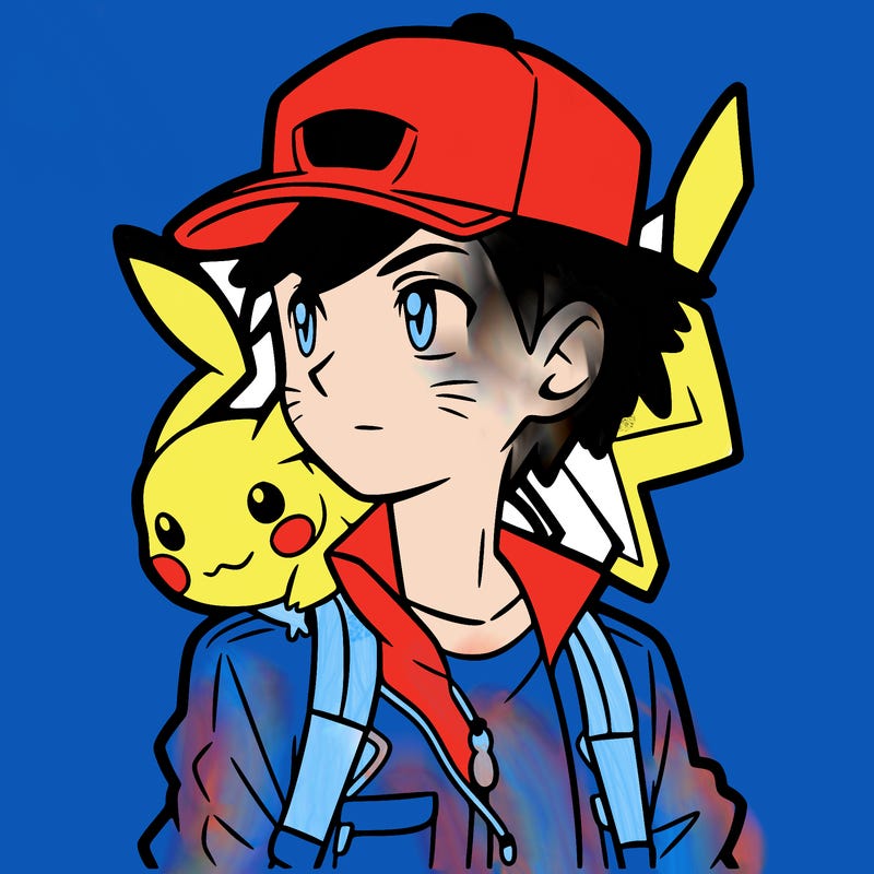 ash with pikachu on his shoulder