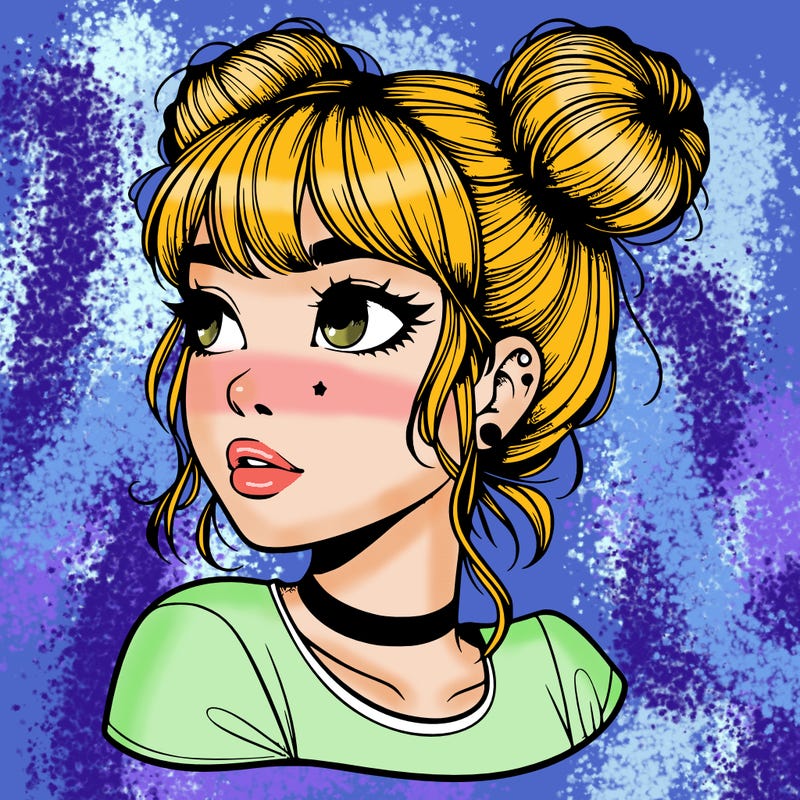 realistic girl with spacebuns