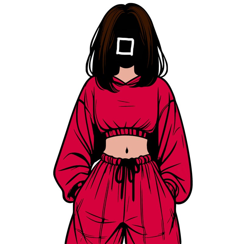 realistic girl faceless with baggy pants and a crop top