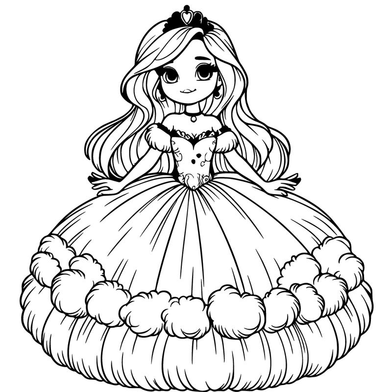 realistic princess wearing a fluffy dress