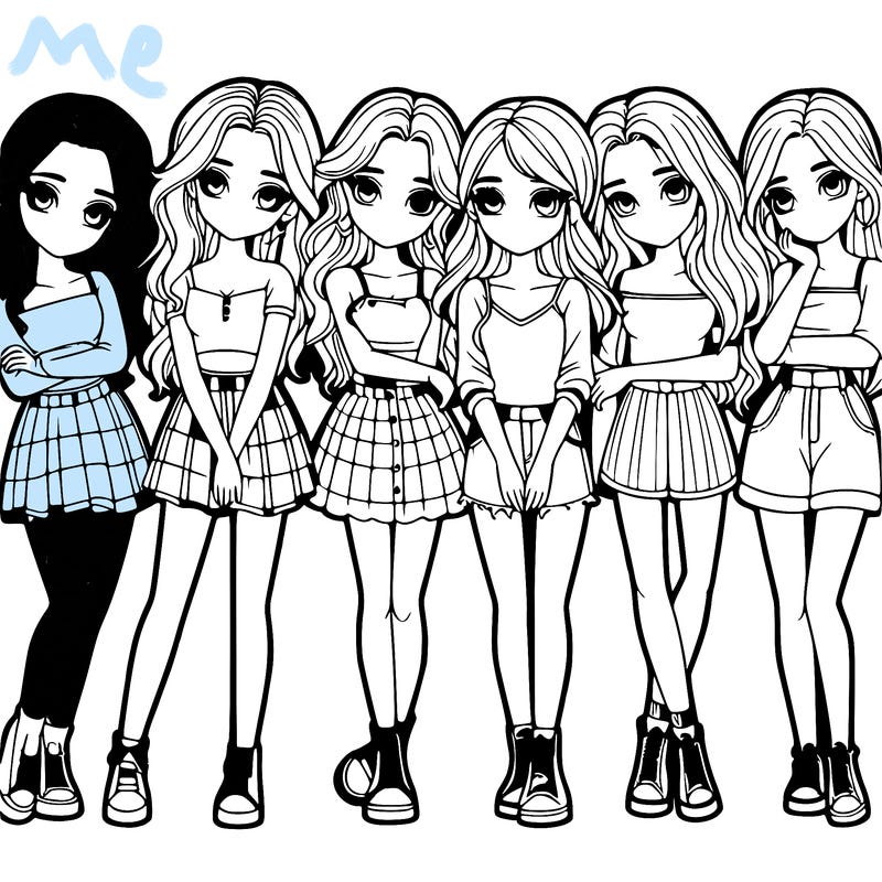 a group of girls realistic