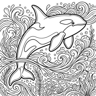 Unleash your creativity with this stunning coloring page featuring a powerful Orca (Killer Whale) breaching through dynamic ocean waves. This intricate design invites colorists of all ages to explore the vibrant world beneath the surface.