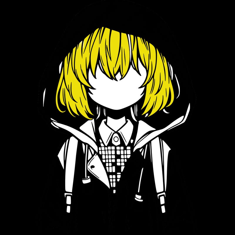 little anime girl in a raincoat her hair is covering her eyes she has a lighter