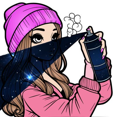 realistic girl spray painting