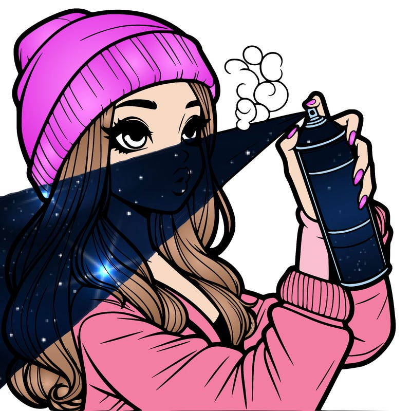 realistic girl spray painting