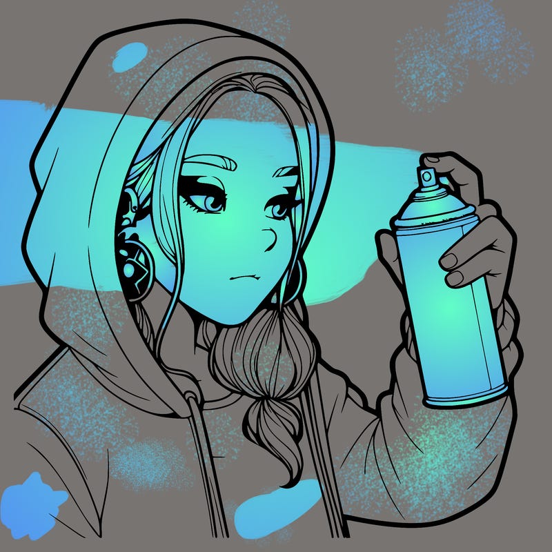 a realistic girl, spray painting