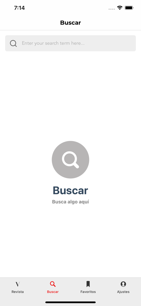 Interfaz de búsqueda de la app de la revista Vogue España