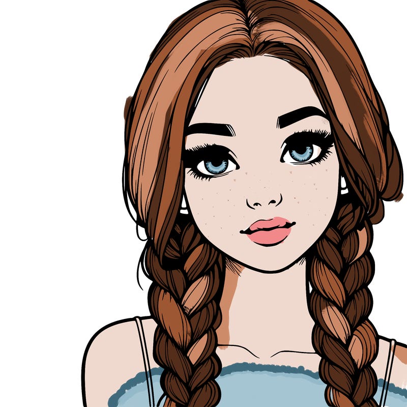 realistic girl with braids