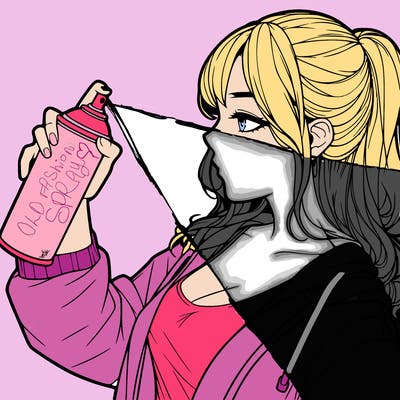 a realistic girl spray, painting