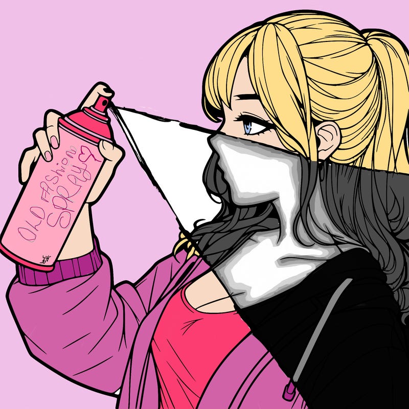 a realistic girl spray, painting