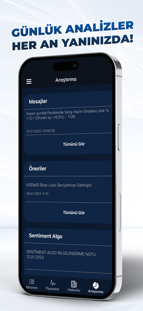 İnfoTrade Pro - Pantalla de la aplicación InfoTrade Pro que muestra análisis de mercado diario y recomendaciones de inversión