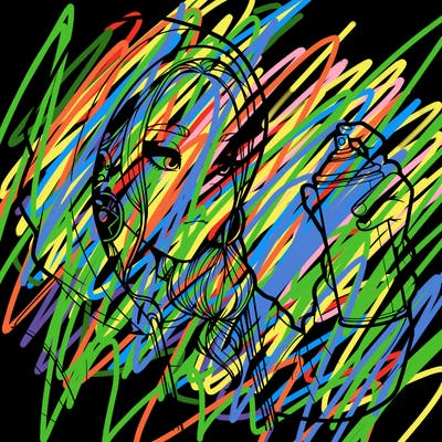 a realistic girl, spray painting