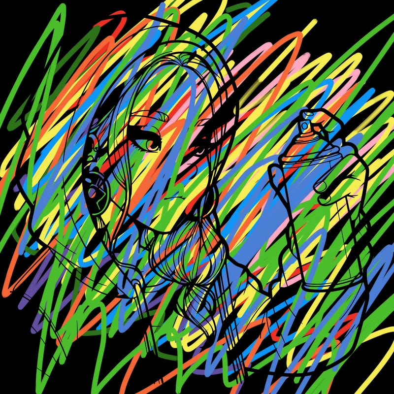 a realistic girl, spray painting