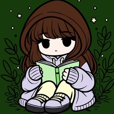 girl in oversized hoodie reading a book