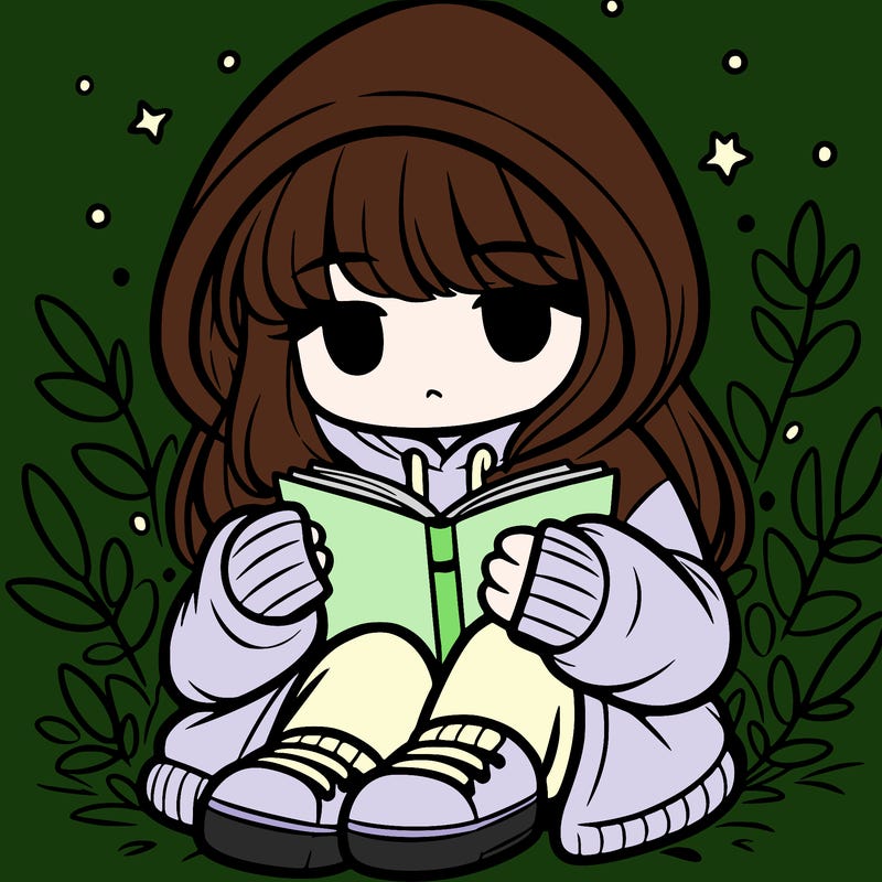 girl in oversized hoodie reading a book