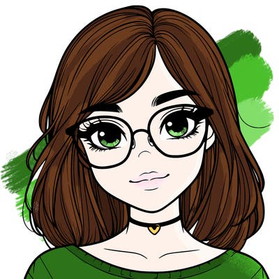 realistic girl with glasses