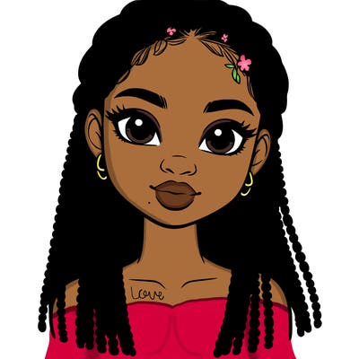 a realistic black girl with braids