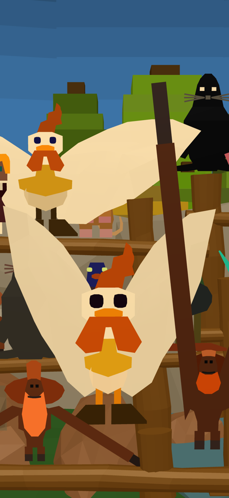 Boot That Ball - Boot That Ball 모바일 게임에서 팬으로 등장하는 로우 폴리 스타일의 동물 캐릭터