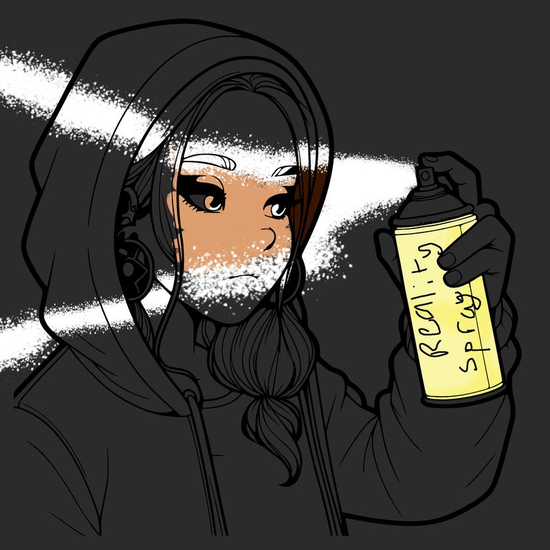 a realistic girl, spray painting