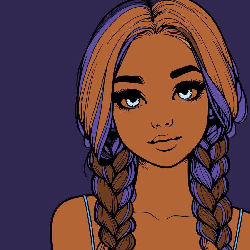 realistic girl with braids