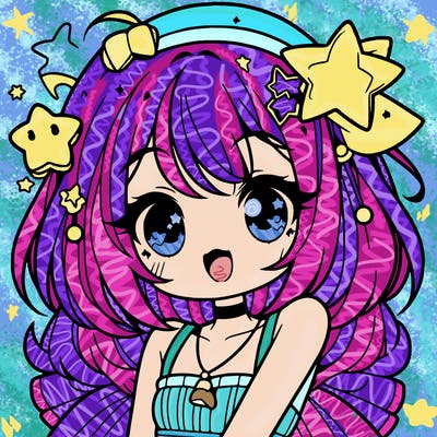 cute anime girl with star accessories