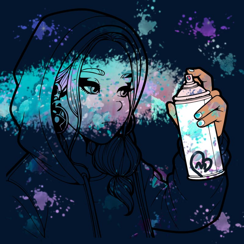 a realistic girl, spray painting