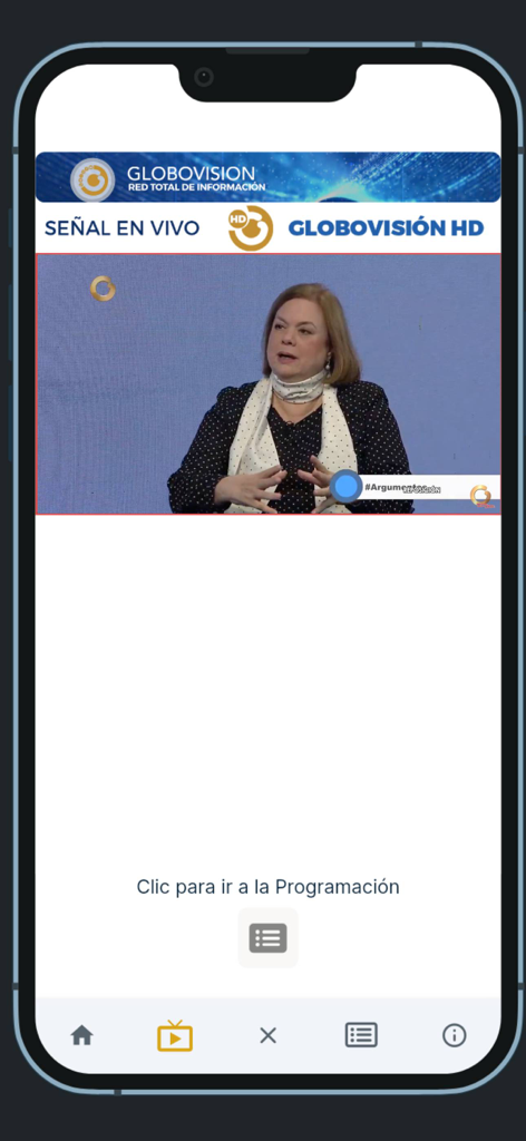 Transmisión de noticias en vivo de la aplicación móvil Globovision HD