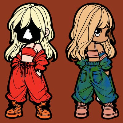 girl in crop top and baggy pants