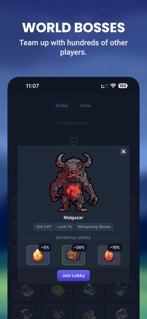 IdleMMO - Online Idle RPG - IdleMMO world boss battle screen showing Malgazar and potential loot drops
