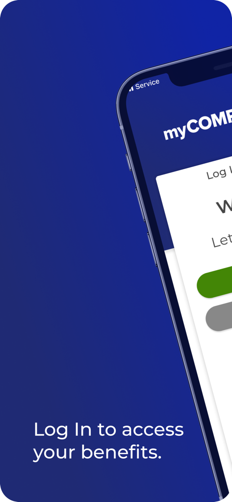 Login screen for the myCOMPASS PA mobile app showing a prompt to access state benefits
