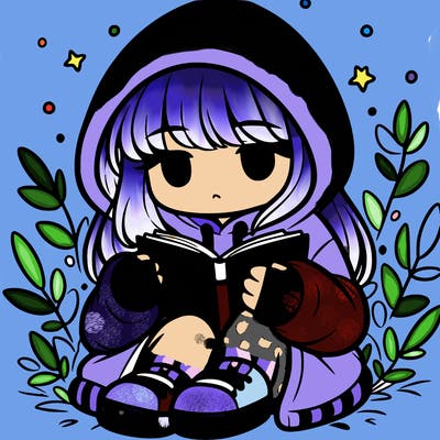 girl in oversized hoodie reading a book