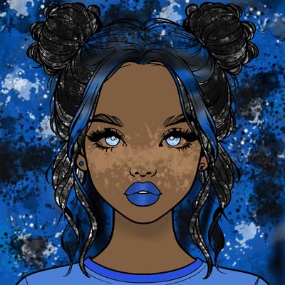 realistic girl with two buns in hair and lips