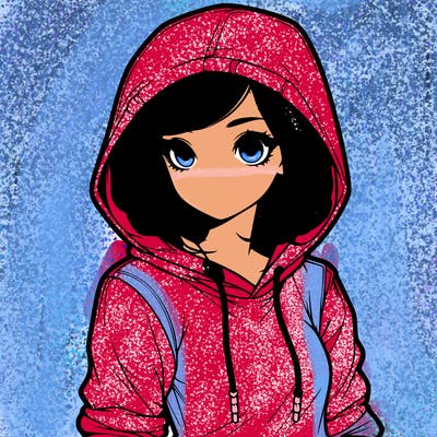 realistic girl with hoodie