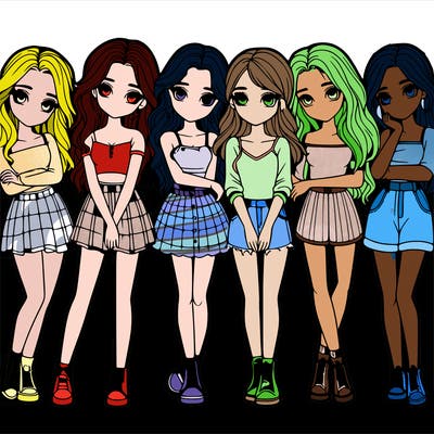 a group of girls realistic