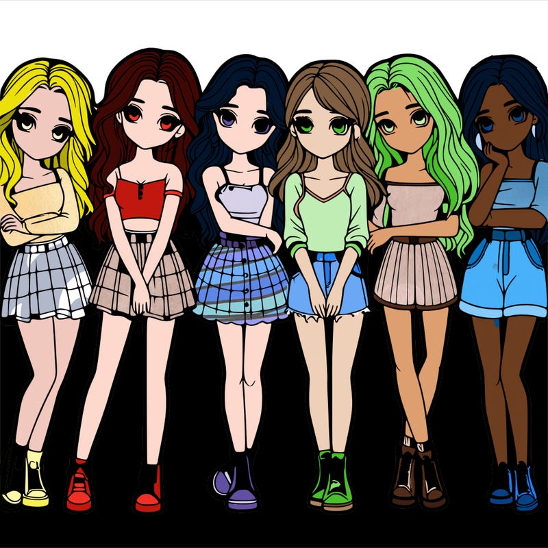 a group of girls realistic