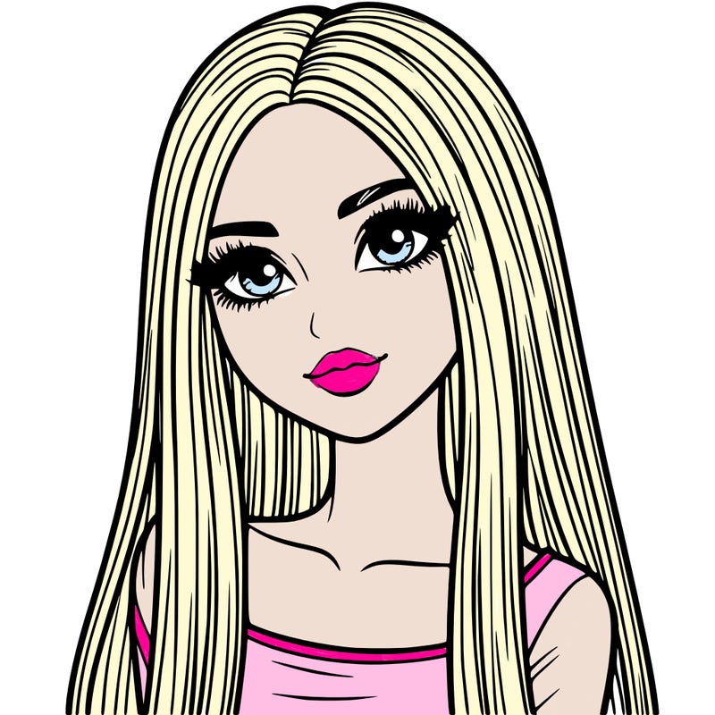 realistic girl with straight and long hair