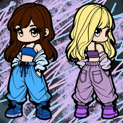 girl in crop top and baggy pants