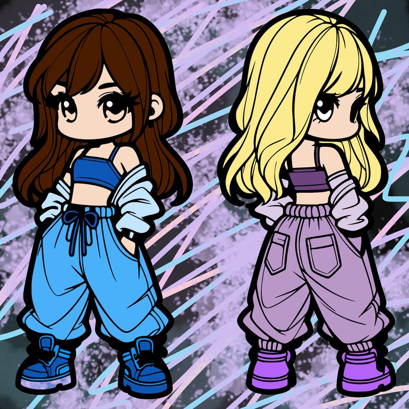 girl in crop top and baggy pants